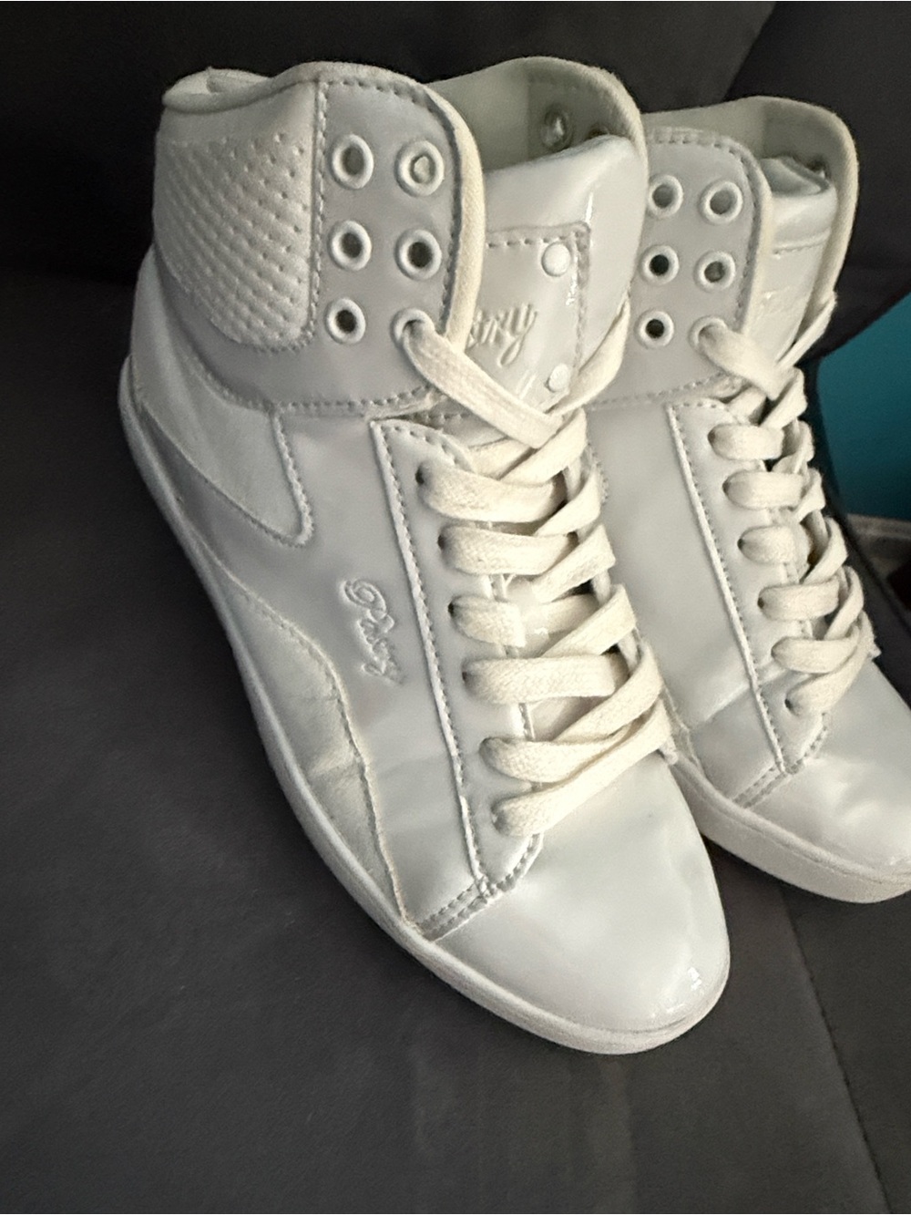 White High-Top Lace-Up Sneakers ⭐️Like New / solid white cheer shoes - Picture 3 of 9